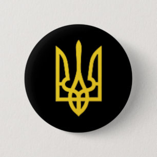 Ukraine Trident - Ukrainian Tryzub Symbol 6 Cm Round Badge