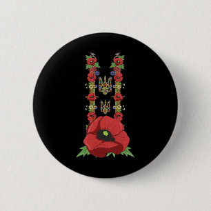 Ukraine Trysub Red Poppies Cute Vintage Ukrainian 6 Cm Round Badge