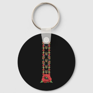 Ukraine Trysub Red Poppies Vintage Ukrainian Vyshy Key Ring
