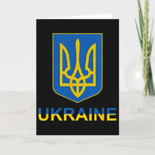 Ukraine Tryzub Emblem Shield Design National Color Card