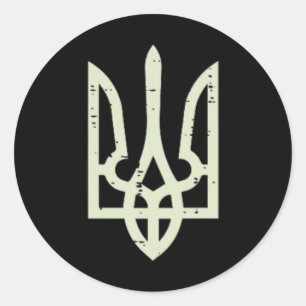 Ukraine Tryzub Symbol Pocket Ukraine Trident Men W Classic Round Sticker