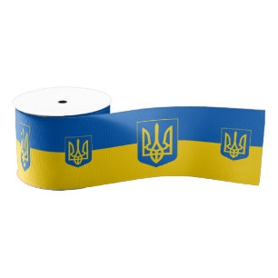Ukraine, Tryzub, Ukrainian Flag / Coat of Arms Gro Grosgrain Ribbon
