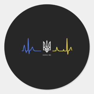 Ukraine Tryzub Ukrainian Flag Trident Zelensky Hea Classic Round Sticker