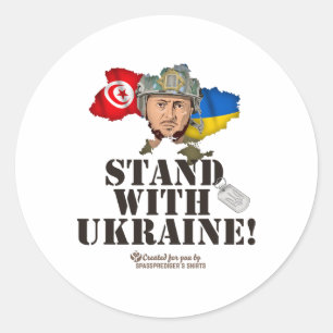 Ukraine Tunisia Flags Zelenskyy Stand With Ukraine Classic Round Sticker
