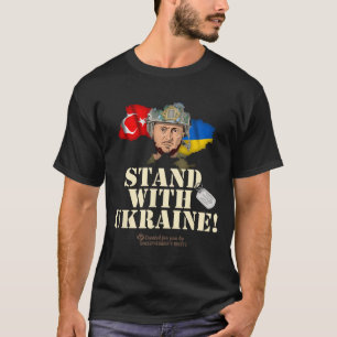 Ukraine Turkey Flags Dog Tag Zelensky Stand With U T-Shirt