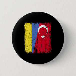 Ukraine Turkey Half Flag Turkiye Ukrainian Turkish 6 Cm Round Badge