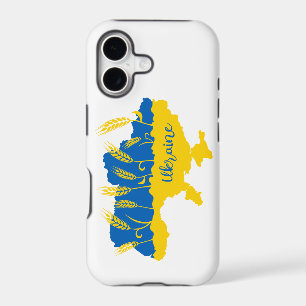Ukraine typography and wheat ear on Ukrainian flag