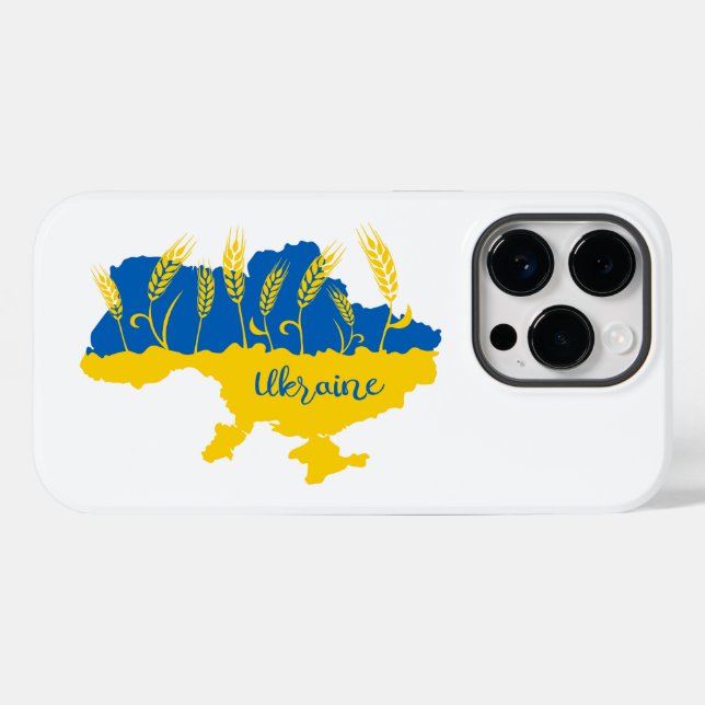Ukraine typography and wheat ear on Ukrainian flag Case-Mate iPhone Case (Back (Horizontal))