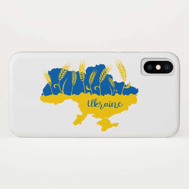 Ukraine typography and wheat ear on Ukrainian flag Case-Mate iPhone Case (Back (Horizontal))