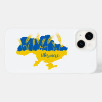 Ukraine typography and wheat ear on Ukrainian flag