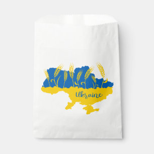 Ukraine typography and wheat ear on Ukrainian flag Favour Bag