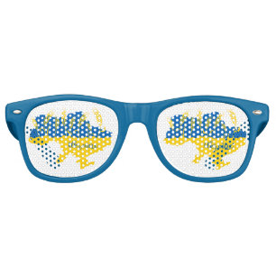 Ukraine typography and wheat ear on Ukrainian flag Retro Sunglasses