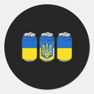 Ukraine Ukraina Flag Pivo Ussr Ukrainian Beer Can Classic Round Sticker
