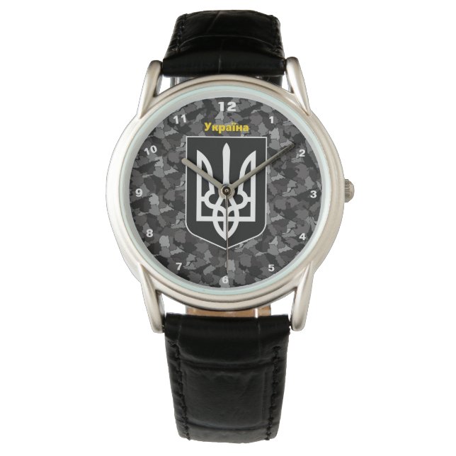 Ukraine & Ukraine Map Camouflage / Tryzub Watch (Front)