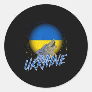 Ukraine Ukraine Tee Wolfs Vintage Retro Ukrainian Classic Round Sticker