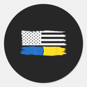 Ukraine Ukrainian American Flag  Classic Round Sticker