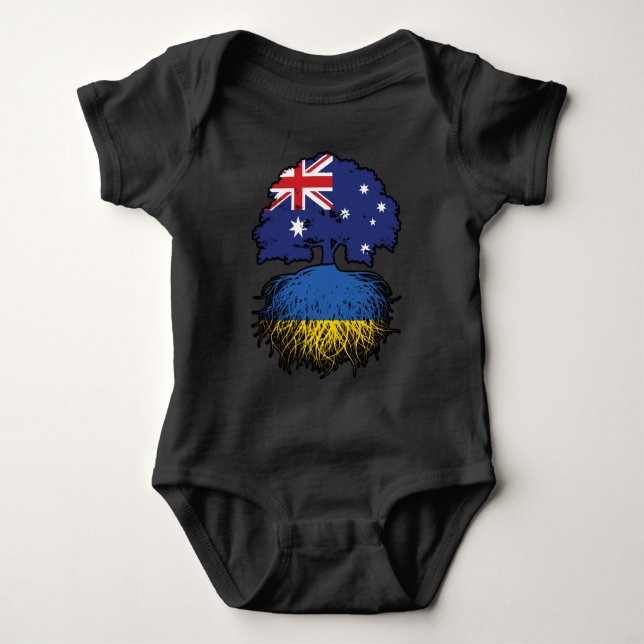 Ukraine Ukrainian Australian Australia Tree Roots Baby Bodysuit (Front)