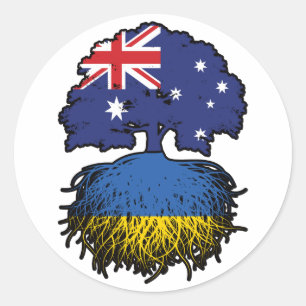 Ukraine Ukrainian Australian Australia Tree Roots Classic Round Sticker