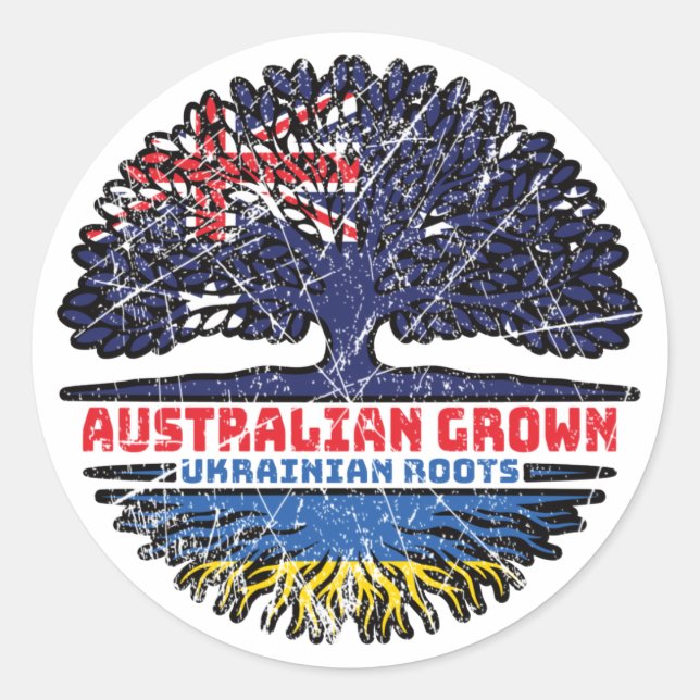 Ukraine Ukrainian Australian Australia Tree Roots Classic Round Sticker (Front)