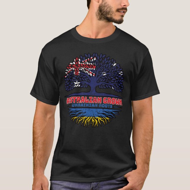 Ukraine Ukrainian Australian Australia Tree Roots T-Shirt (Front)
