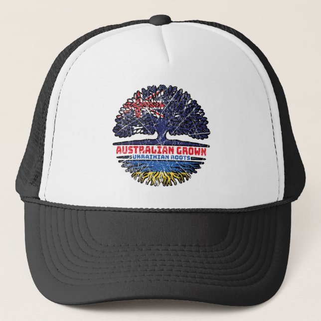 Ukraine Ukrainian Australian Australia Tree Roots Trucker Hat (Front)
