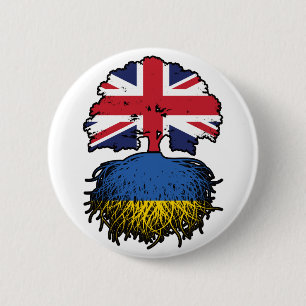 Ukraine Ukrainian British UK United Kingdom 6 Cm Round Badge
