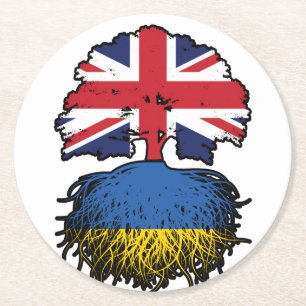 Ukraine Ukrainian British UK United Kingdom Round Paper Coaster