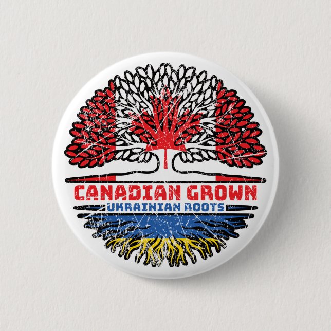 Ukraine Ukrainian Canadian Canada Tree Roots Flag 6 Cm Round Badge (Front)