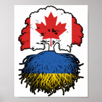 Ukraine Ukrainian Canadian Canada Tree Roots Flag
