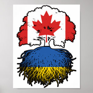 Ukraine Ukrainian Canadian Canada Tree Roots Flag Poster