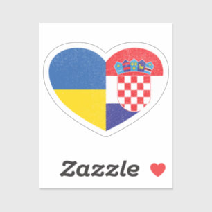 Ukraine Ukrainian Croatia Croatian Heart Love Flag