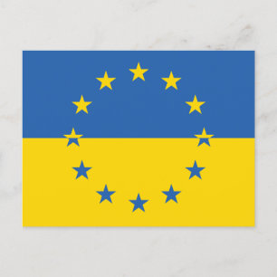 Ukraine Ukrainian EU Europe European Flag Postcard