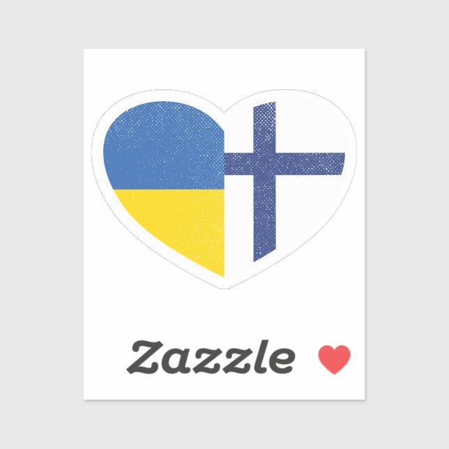 Ukraine Ukrainian Finland Finnish Heart Love Flag (Sheet)
