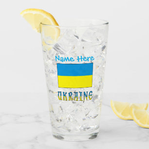 Ukraine Ukrainian Flag Blue Personalisation Glass