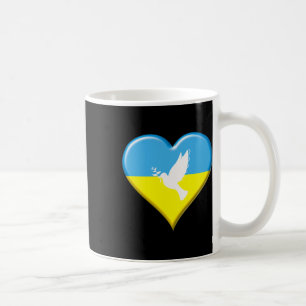 Ukraine Ukrainian Flag Heart Peace Dove Support Di Coffee Mug