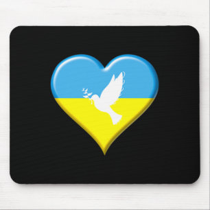 Ukraine Ukrainian Flag Heart Peace Dove Support Di Mouse Pad