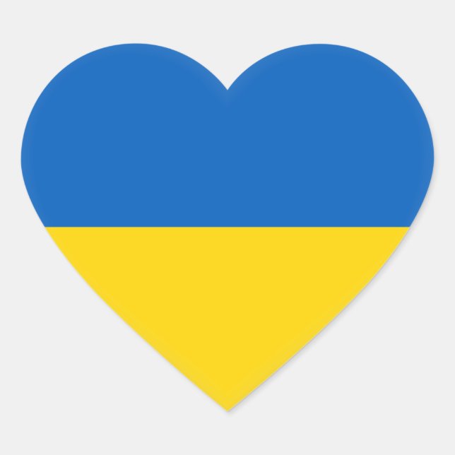 Ukraine (Ukrainian) Flag Heart Sticker (Front)