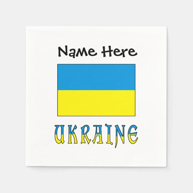 Ukraine Ukrainian Flag Personalised  Napkin (Front)