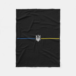 Ukraine Ukrainian Flag Tryzub Military Fleece Blanket