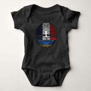 Ukraine Ukrainian French France Tree Roots Flag Baby Bodysuit