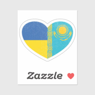 Ukraine Ukrainian Kazakhstan Kazakh Heart Love Fla