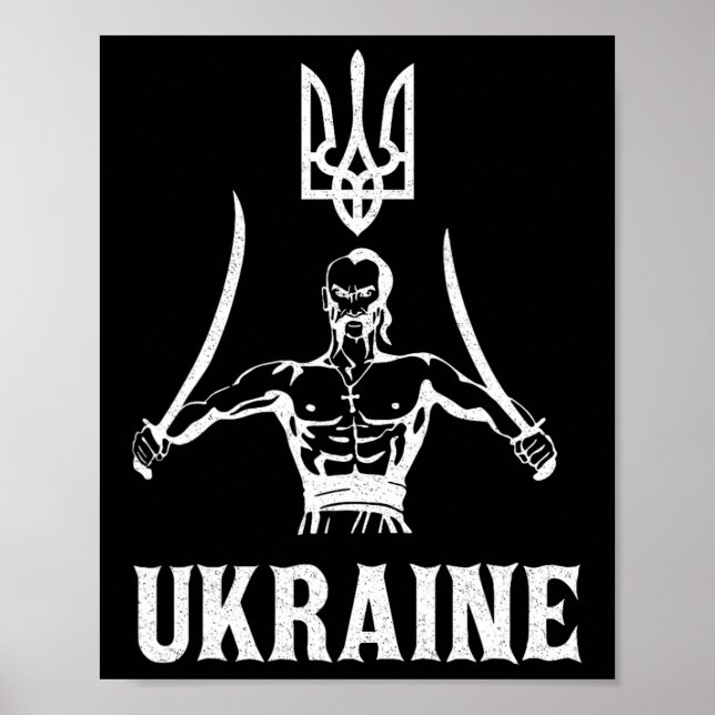 Ukraine Ukrainian Kiew Trysub Flag 8  Poster (Front)