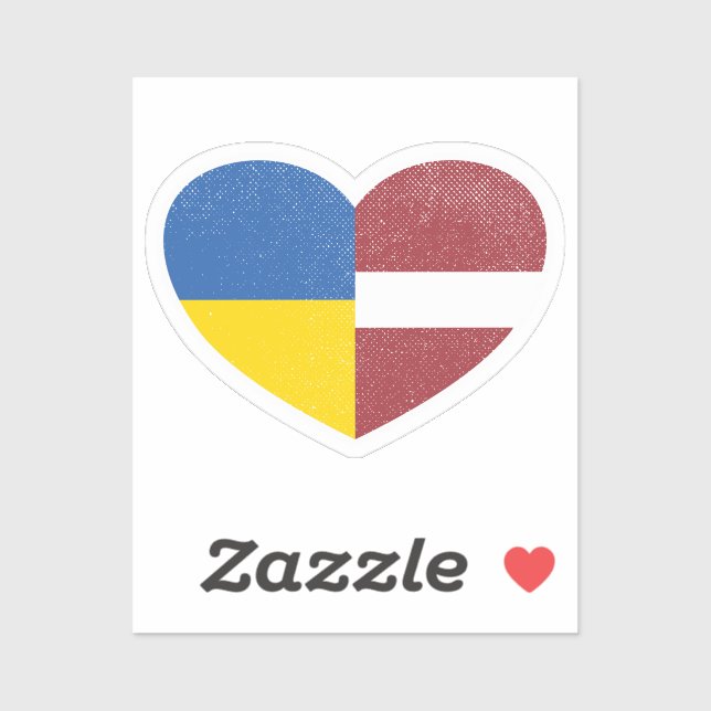 Ukraine Ukrainian Latvia Latvian Heart Love Flag (Sheet)
