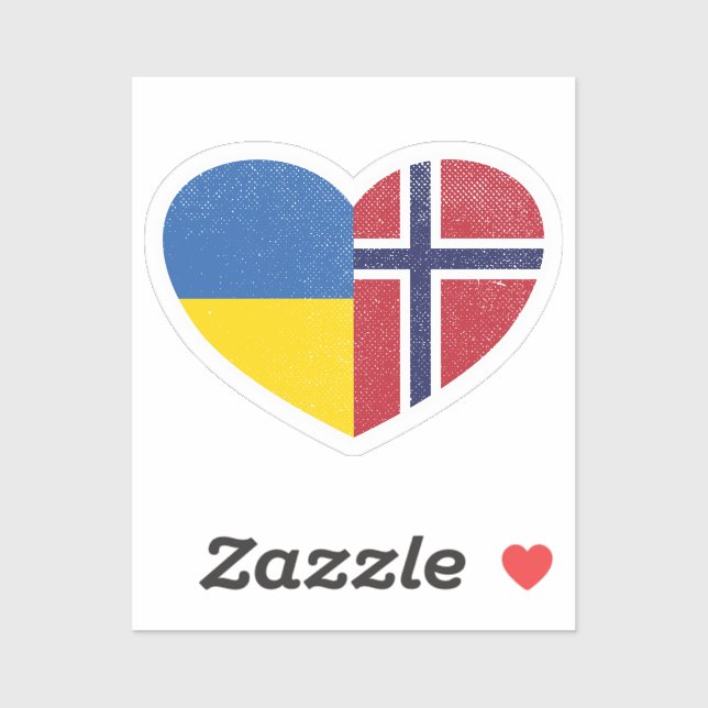 Ukraine Ukrainian Norway Norwegian Heart Love Flag (Sheet)