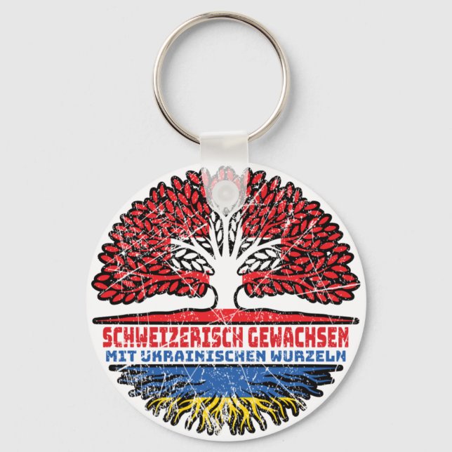 Ukraine Ukrainian Swiss Baum Root Key Ring (Front)