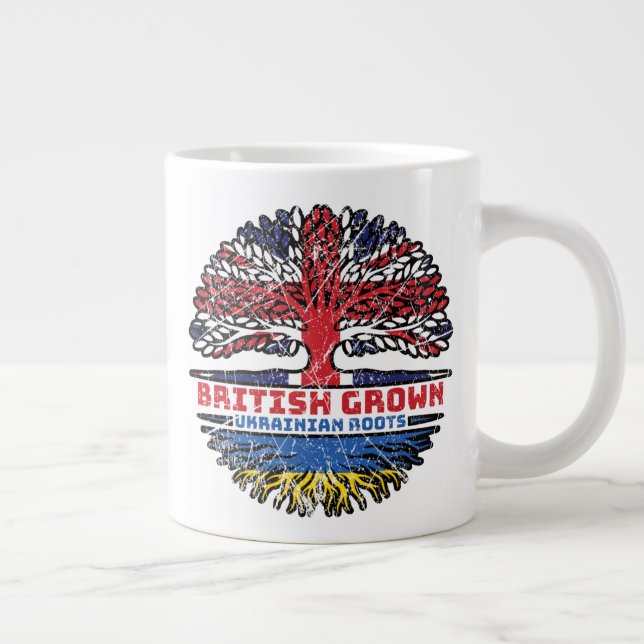 Ukraine Ukrainian Uk United Kingdom British Tree Large Coffee Mug (Right)