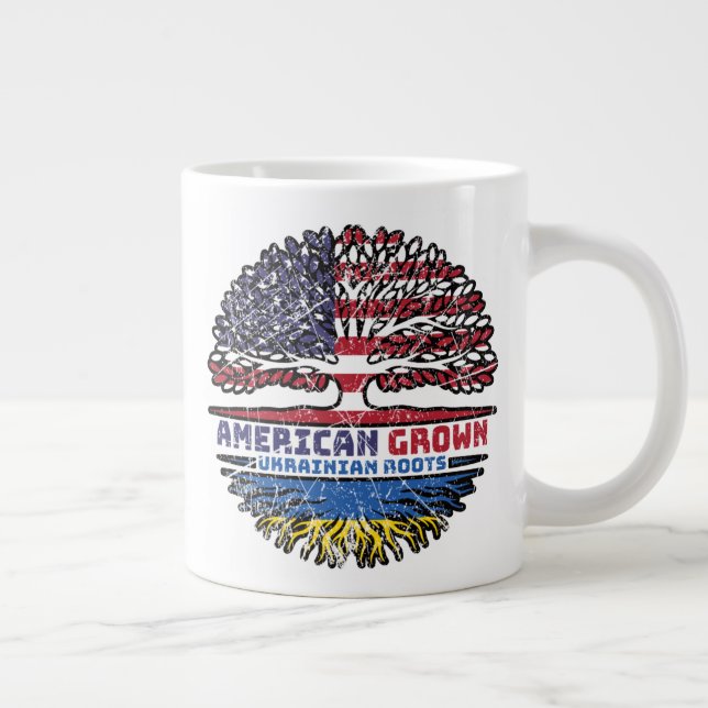 Ukraine Ukrainian US American USA United States Large Coffee Mug (Right)