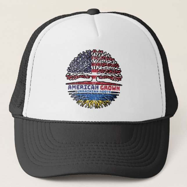 Ukraine Ukrainian US American USA United States Trucker Hat (Front)