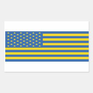 Ukraine Ukrainian USA American United States US Rectangular Sticker