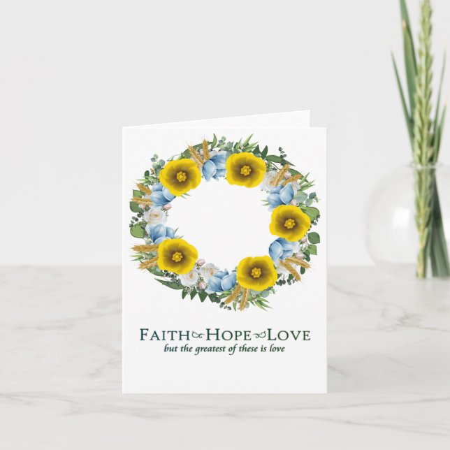 Ukraine Ukrainian Wreath Flowers Faith Hope Card (Front)